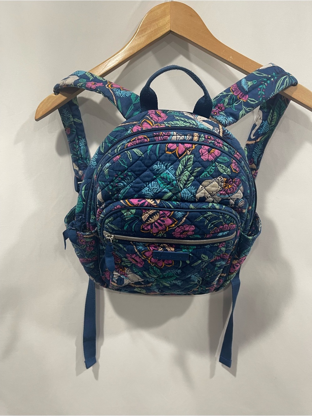 Vera Bradley Teal Floral Quilted Mini Backpack